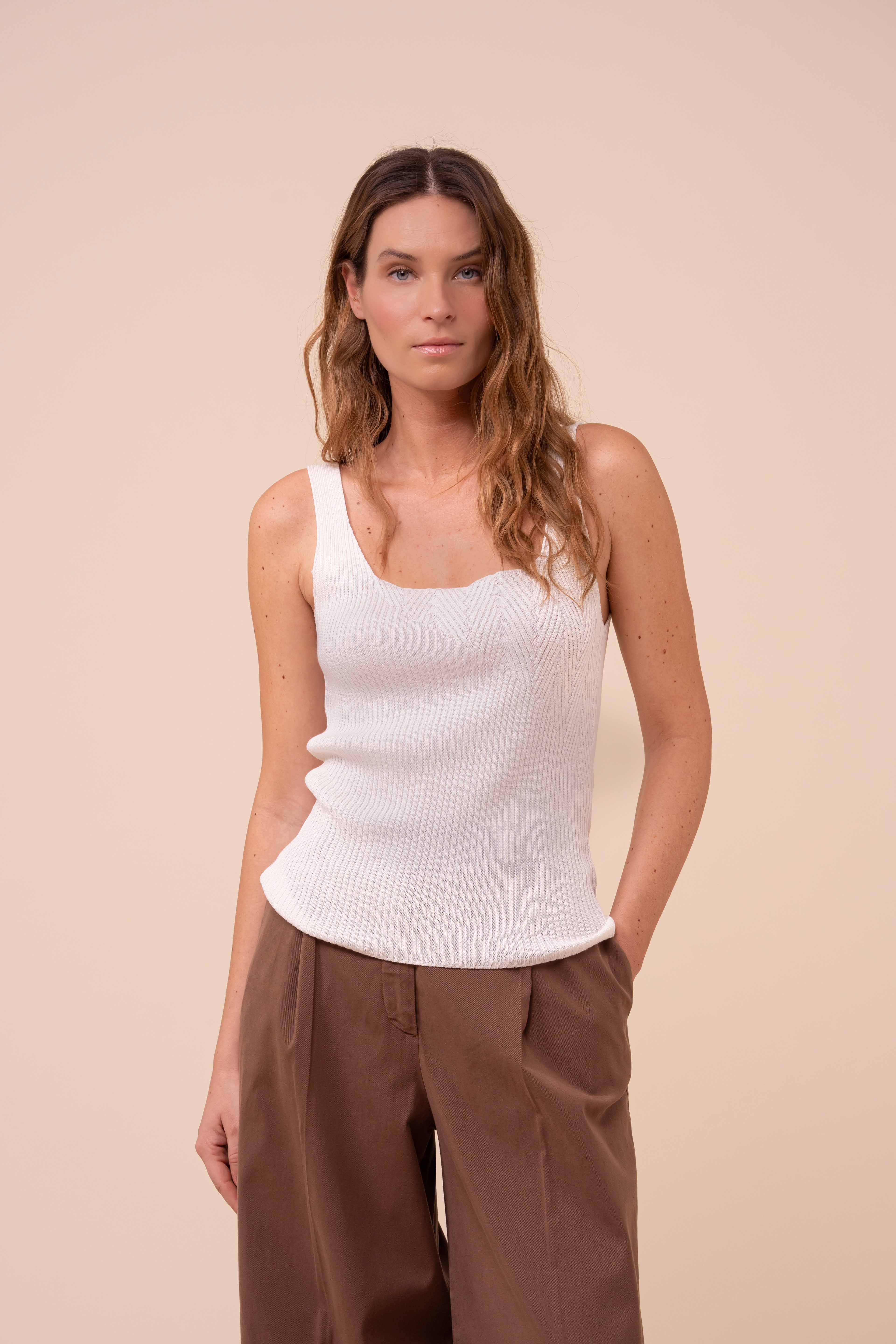 Gam Tile Cotton Blend Sleveless Top