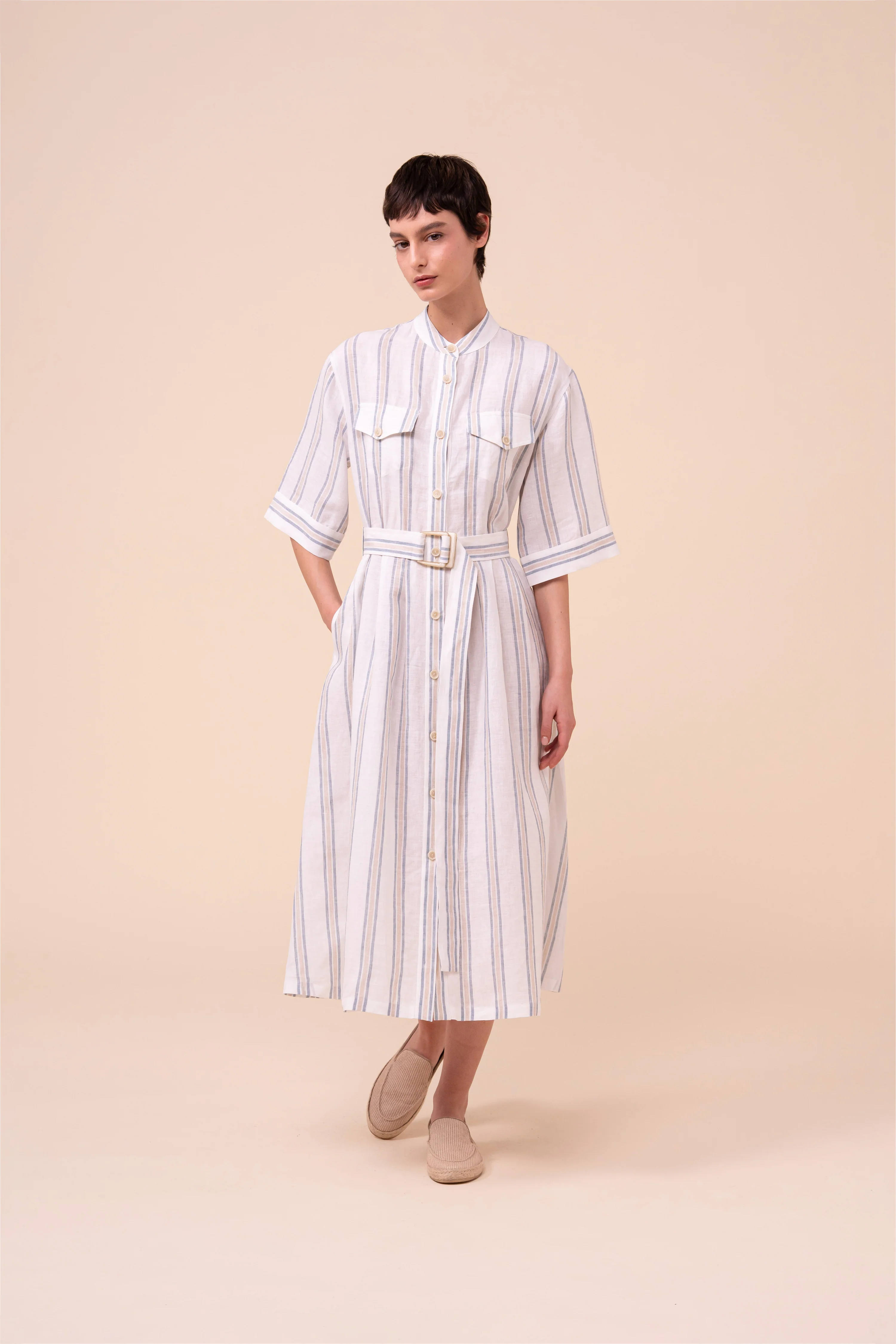 Rossi Miami Linen Striped Front-Open Striped