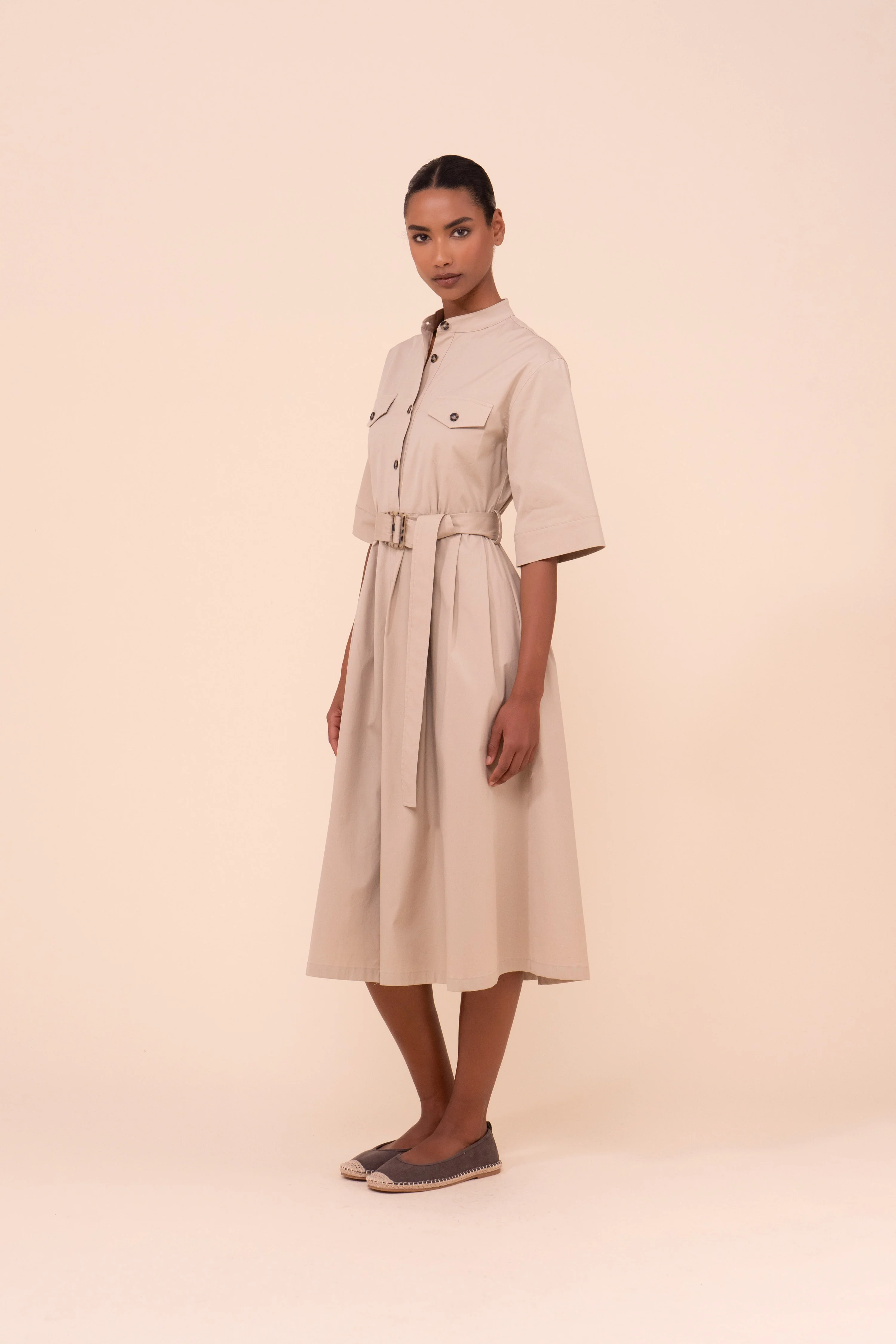 Rossi Cotton Poplin Belted Dress